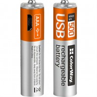 Акумулятор COLOR WAY ААА micro USB 400 маг 1.5 В (2шт.) (CW-UBAAA-01)