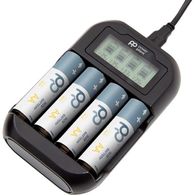 Зарядний пристрій POWER PLANT для акумуляторів AA AAA micro USB (PP-UN4)