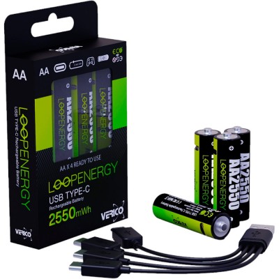Акумуляторна батарея VERICO Loop Energy AA USB Type-C 1700mAh Li-ion 4 шт (1UDBT-A1WEAC-NN)