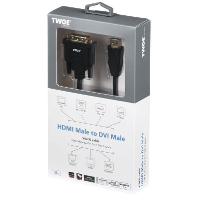 Кабель 2E HDMI TO DVI 24+1 Molding Type 1.8 m Black (2E-W1701)