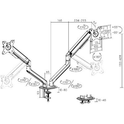 Настільне кріплення для двох моніторів HiSmart 17-32" (HS082451)