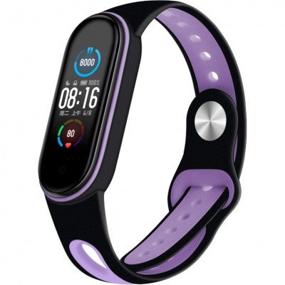 Ремінець BECOVER Sport Style для Xiaomi Mi Smart Band 5 Black-Purple (705168)