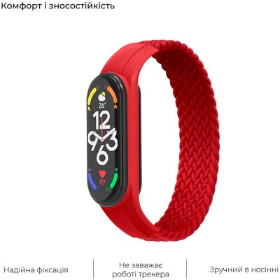 Ремінець ArmorStandart Braided Solo Loop для Xiaomi Mi Band 4/5/6 Size S Red (ARM59182)