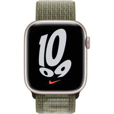 Ремінець APPLE Nike Sport Loop для APPLE WATCH S8 2022 45mm Sequoia/Pure Platinum (MPJ23)