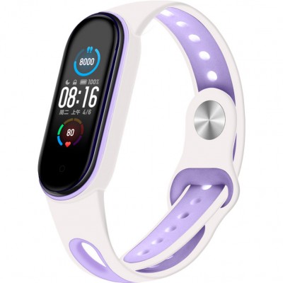 Ремінець BECOVER Sport Style для Xiaomi Mi Smart Band 5 White-Purple (705175)